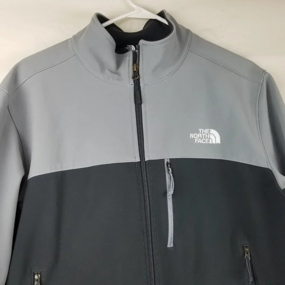 The North Face‎ Mens Sz L Windfall Soft Shell Full Zip Jacket Gray Black